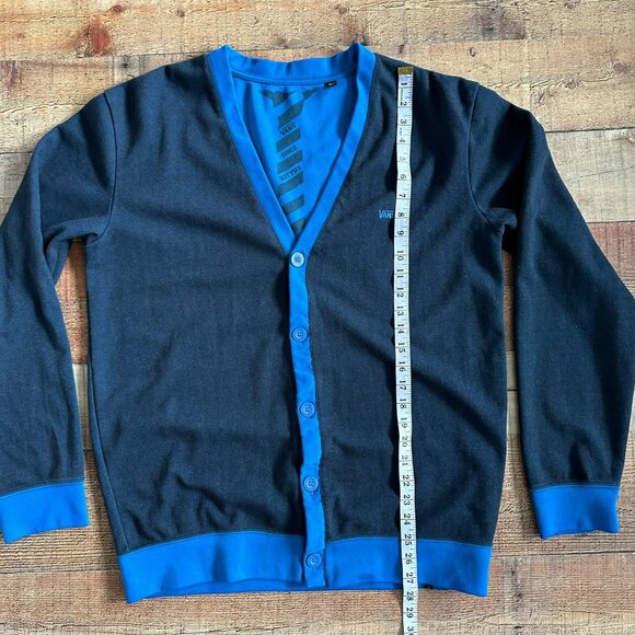 Vans Men's Button Up V-Neck Cardigan Sweater in Blue -L - Picture 6 of 8